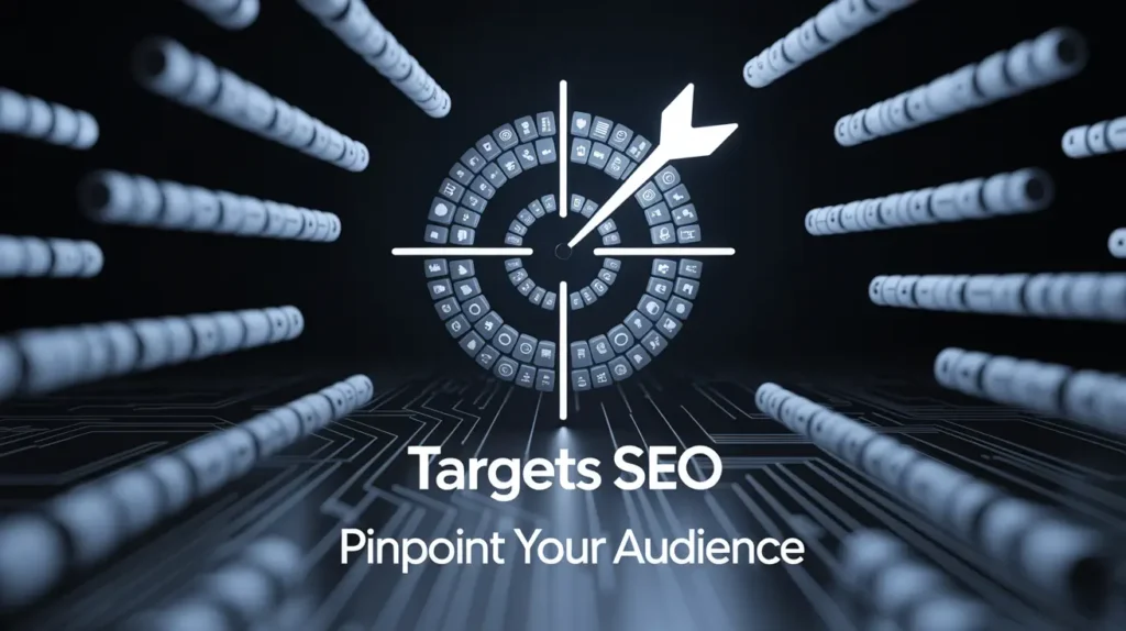 "Digital target with SEO icons and arrow in center representing targeted SEO strategy to pinpoint audience" SEO Expert in Kolkata || Subhrajit Paul