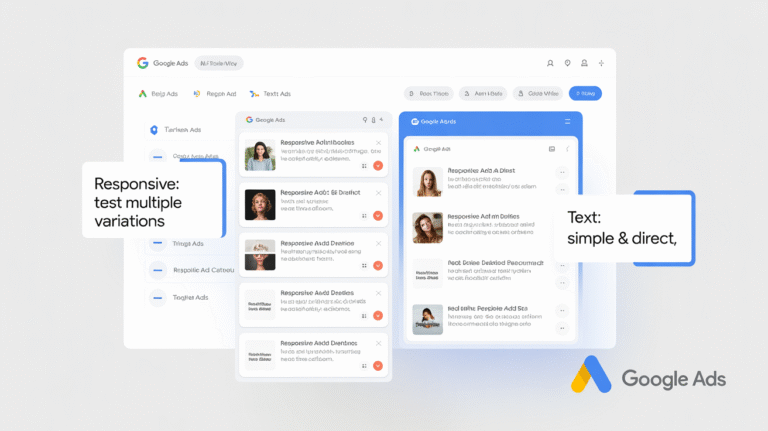 Side-by-side comparison of Responsive Ads and Text Ads used in Google Ads 2025.