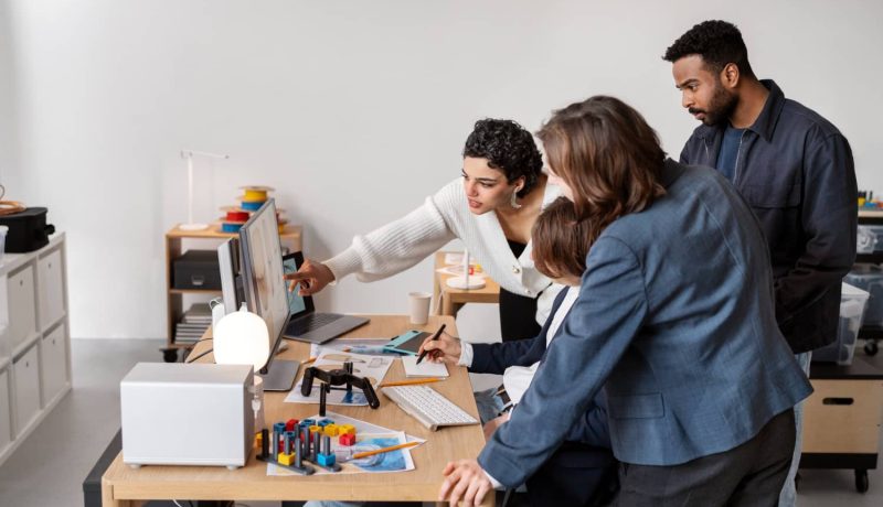 Graphic designer in Kolkata collaborating with marketing team and clients on creative projects